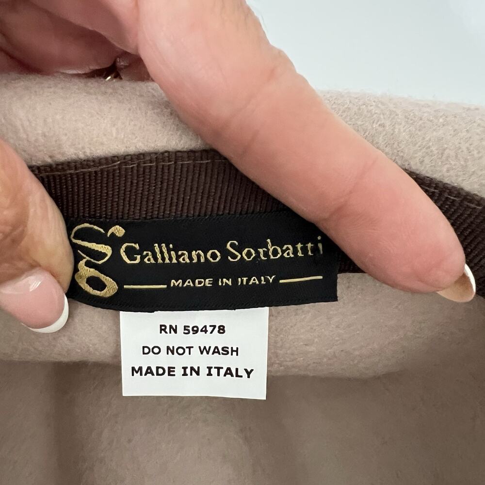 Women Galliano Sorbatti Wool Hat Medium Leather Band Fedora Taupe Made In Italy - Picture 7 of 9